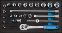 Module d'outillage Coffret de douilles 3/8&#34;, 24 pièces, module 1/3