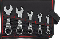 Jeu de clés mixtes à cliquet, extra-courtes, 5 pièces