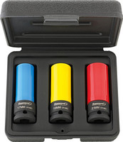 Coffret de douilles à choc 1/2" à gaine synthétique, 3 pièces