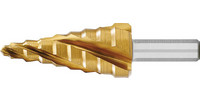 Foret étagé, goujure hélicoïdale 4 faces, TiN