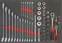 Module d'outillage Douilles 1/4&#34; et 1/2&#34;, 59 pièces, module 3/3+