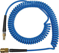 Tuyau flexible spiralé en PU, avec vissage, coupleur express et connecteur mâle