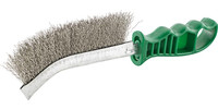 Brosse à main métallique, acier inoxydable V2A, ondulé, manche en plastique