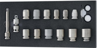 Module d'outillage Douilles à choc 1/2", 18 pièces, module 1/3