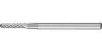 Mini-fraise sur tige en carbure, forme cylindrique à bout arrondi WRC, denture 4