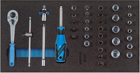 Module d'outillage Coffret de douilles 1/4&#34;, 37 pièces, module 1/3