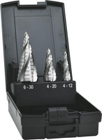 Jeu de forets étagés, goujure hélicoïdale 4 faces, non revêtu