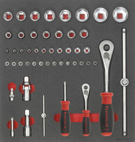Module d'outillage Douilles 1/4&#34; et 1/2&#34;, 49 pièces, module 3/3