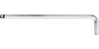 Clé mâle coudée, 6 pans, longue, tête sphérique, chromée