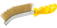 Brosse à main métallique, laiton, ondulé, manche en plastique