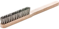 Brosse fine, acier inoxydable V4A, ondulé, manche en bois