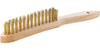 Brosse à main métallique, laiton, ondulé, manche en bois