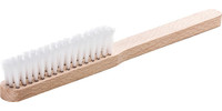 Brosse fine, poils en nylon, lisse, manche en bois